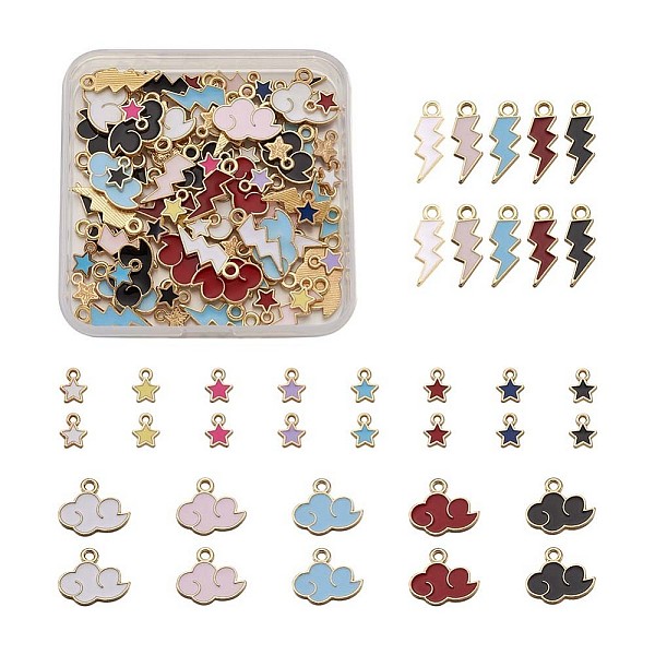 PandaHall Alloy Enamel Pendants, Mixed Shapes, Mixed Color, 100pcs pcs/box Alloy+Enamel Mixed Shapes Multicolor