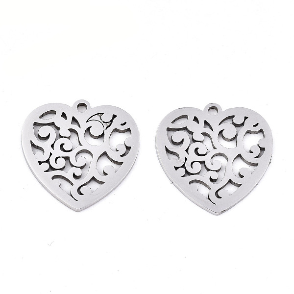 

PandaHall 201 Stainless Steel Pendants, Laser Cut, Heart, Stainless Steel Color, 17x17x0.9mm, Hole: 1.4mm 201 Stainless Steel Heart