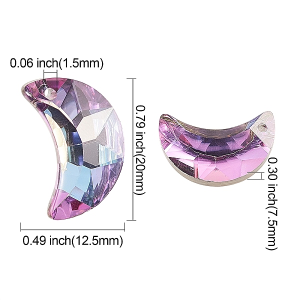 

PandaHall 20Pcs Electroplate Glass Pendants, Faceted, Moon, Medium Orchid, 20x12.5x7.5mm, Hole: 1.5mm Glass Moon