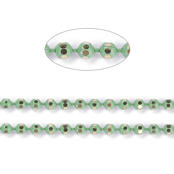 

PandaHall Spray Painted Brass Faceted Ball Chains, Soldered, with Spool, Round, Light Green, 1.5mm Brass