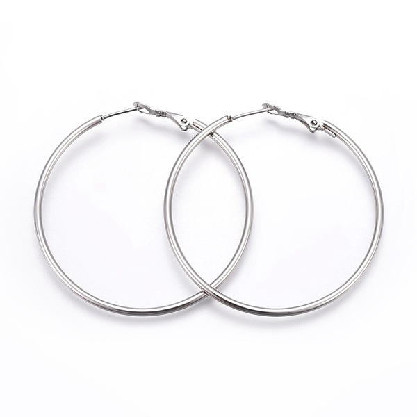

PandaHall 201 Stainless Steel Hoop Earrings, Hypoallergenic Earrings, Ring Shape, Stainless Steel Color, 12 Gauge, 51x49x2mm, Pin: 1mm 201...