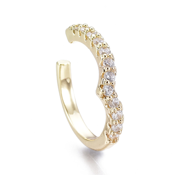 

PandaHall Brass Micro Pave Clear Cubic Zirconia Cuff Earrings, Golden, 15x3mm, Inner Diameter: 12mm Cubic Zirconia Clear