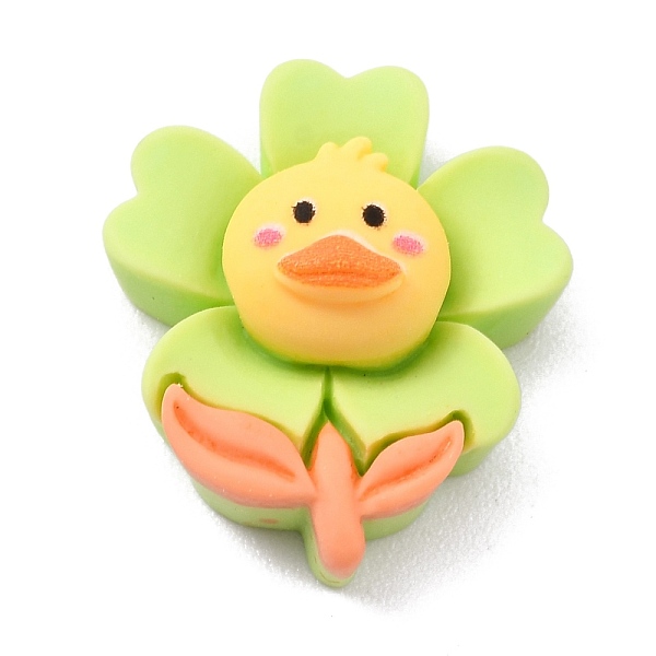 

PandaHall Opaque Resin Cabochons, for DIY Accessories, Flower with Duck, Green Yellow, 22x19.5x8.5mm Resin Flower