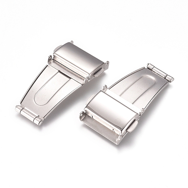 

PandaHall 201 Stainless Steel Watch Band Clasps, Fold Over Clasps, Stainless Steel Color, 37x19x5mm 201 Stainless Steel