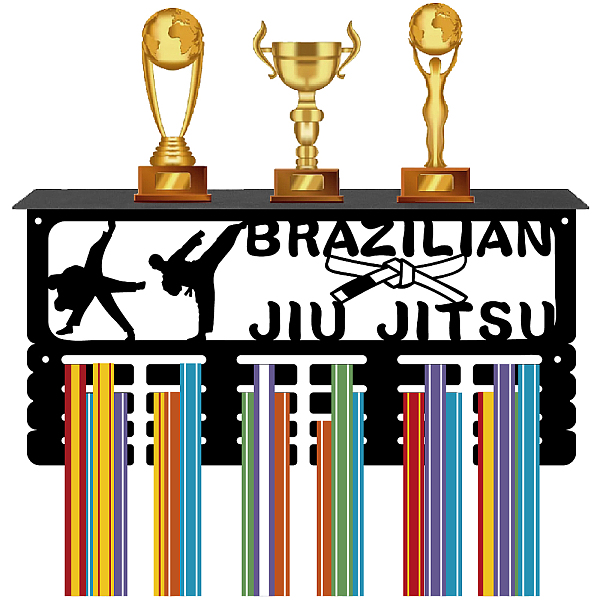 

PandaHall Rectangle Iron Medal Hanger Holder, with Screws & Anchor Plug & Nut & Shim Ring, Brazilian Jiu Jitsu, Sports, 200x400mm &..., Black