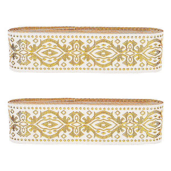 

PandaHall PH 7.6 Yards Ethnic Jacquard Ribbon, 1-1/4 Inch Embroideried Lace Trim with Floral Pattern Fabric Trim Fringe for Sewing..., White