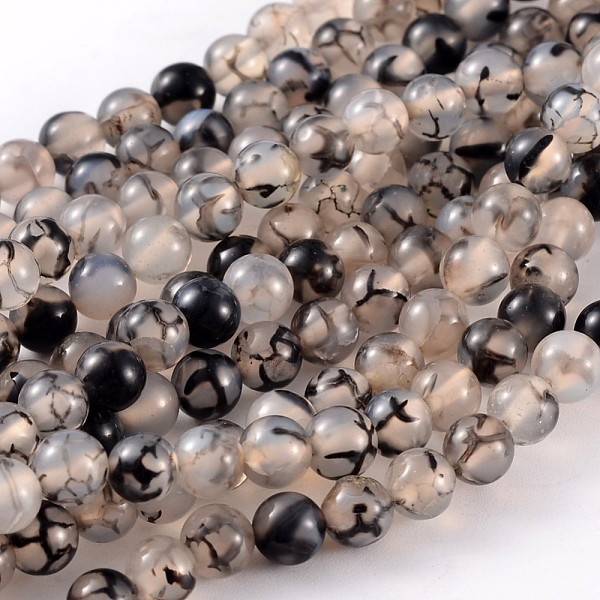 

PandaHall Natural Dragon Veins Agate Beads Strands, Dyed, Round, Gray, Size: about 6mm in diameter, hole: 1mm, 63pcs/strand, 15.5 inch...