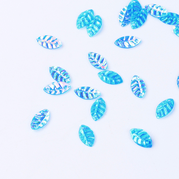 

PandaHall Plastic Paillette Links, Sequins Beads, Leaf, Dodger Blue, 8.5x4.5x0.5mm, Hole: 1mm, about 30000pcs/500g Plastic Leaf Blue