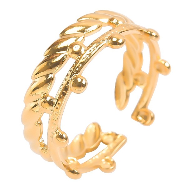 

PandaHall Fashionable Titanium Steel Open Cuff Rings for Men and Women, Golden Titanium Steel