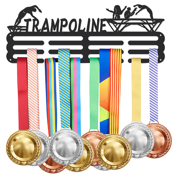 

PandaHall Sports Theme Iron Medal Hanger Holder Display Wall Rack, with Screws, Trampoline Pattern, 150x400mm Iron Sports