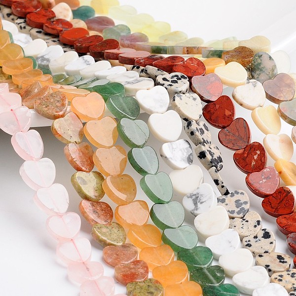

PandaHall Heart Natural & Synthetic Mixed Gemstone Bead Strands, 6x6x2mm, Hole: 1mm, about 72pcs/strand, 15.74 inch Mixed Stone Heart