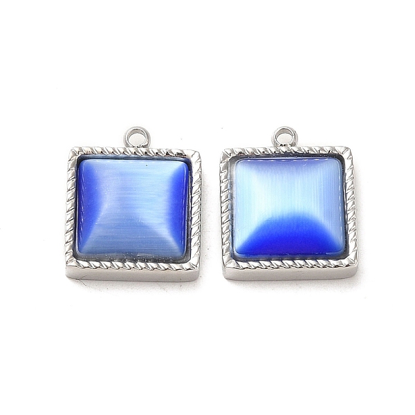 

PandaHall 304 Stainless Steel Charms, with Cat Eye, Saqure Charms, Real 14K Gold Plated, Sky Blue, 14.5x12x5.3mm, Hole: 1.4mm Stainless...