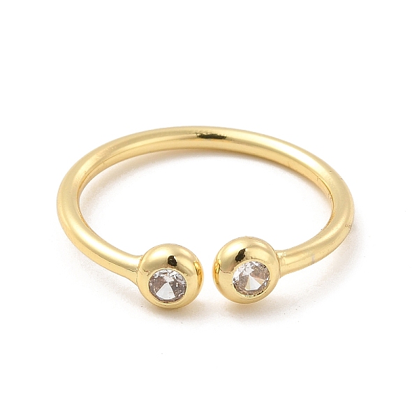 

PandaHall Clear Cubic Zirconia Open Cuff Ring, Brass Jewelry for Women, Golden, US Size 6 1/2(16.9mm) Brass+Cubic Zirconia Clear