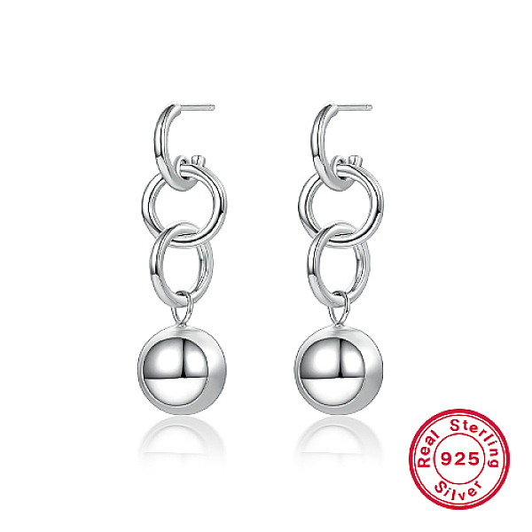 

PandaHall Rhodium Plated 925 Sterling Silver Round Ball Dangle Stud Earrings, Chains Tassel Earrings, Platinum, 40x12mm Sterling Silver...