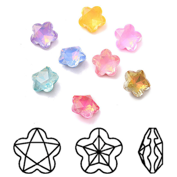 

PandaHall Mocha Style K9 Glass Rhinestone Cabochons, Pointed Back & Back Plated, Faceted, Plum Blossom, Mixed Color, 10x5mm Glass Rhinestone..., Multicolor