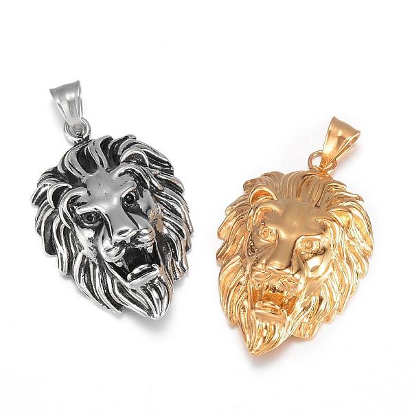 

PandaHall 316 Surgical Stainless Steel Pendants, Lion Head, Mixed Color, 44x29x17mm, Hole: 5x8mm 316 Surgical Stainless Steel Lion..., Multicolor