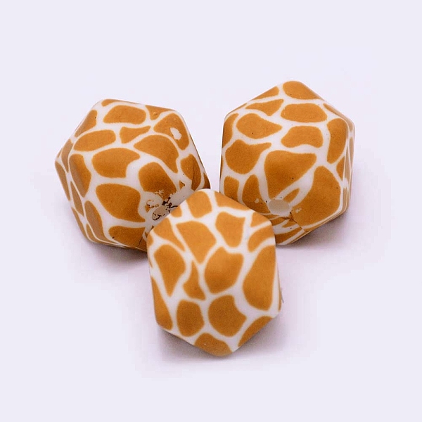 

PandaHall Silicone Beads, Polygon with Animal Skin Pattern, Peru, 13.5x13.5x13.5mm, Hole: 2.5mm Silicone Polygon Brown
