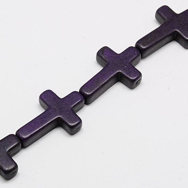 

PandaHall Synthetic Turquoise Beads Strands, Dyed, Cross, Indigo, 20x15x4mm, Hole: 1mm, about 20pcs/strand, 15.5 inch Synthetic Turquoise..., Purple