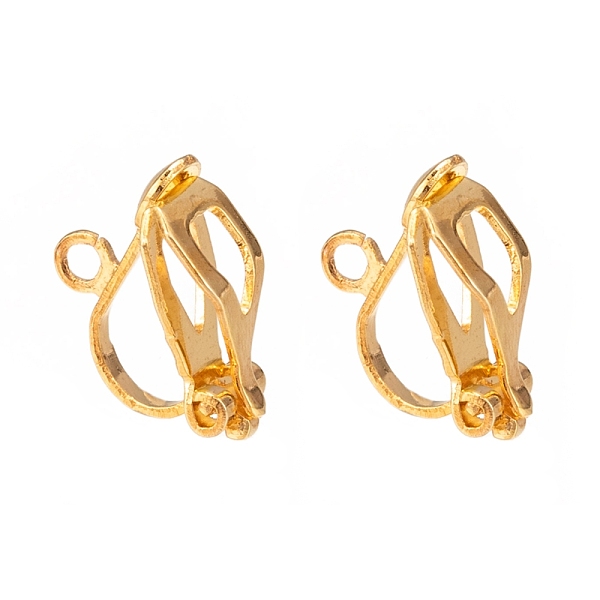 

PandaHall Brass Clip-on Earring Findings, for Non-Pierced Ears, Golden, 13x6x7mm, Hole: 1mm Brass