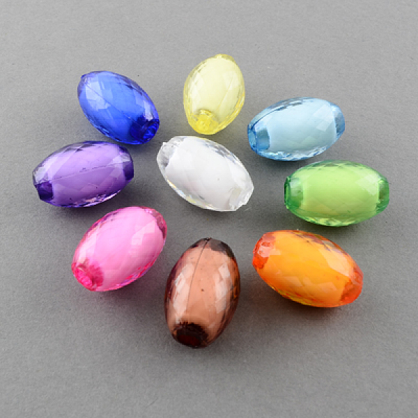

PandaHall Transparent Acrylic Beads, Bead in Bead, Faceted, Oval, Mixed Color, 10x7mm, Hole: 2mm, about 1800pcs/500g Acrylic Oval Multicolor