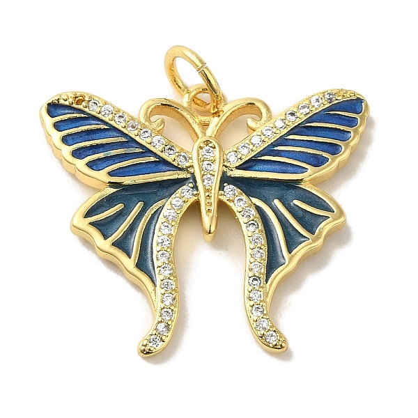 

PandaHall Brass Enamel Micro Pave Cubic Zirconia Pendants, Real 18K Gold Plated Butterfly Charms, with Jump Ring, Marine Blue, 22x25x2.5mm...