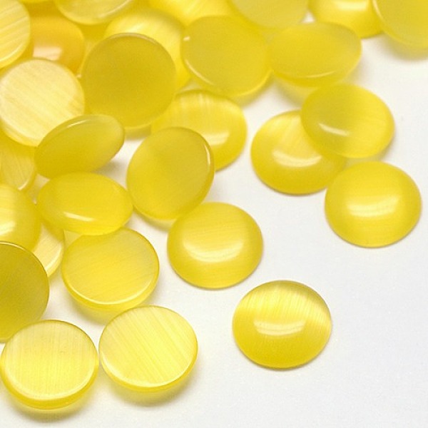 

PandaHall Cat Eye Cabochons, Half Round, Yellow, 10x2~3mm Glass Half Round Yellow