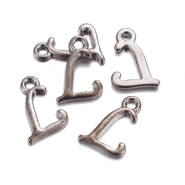 

PandaHall Gunmetal Plated Alloy Letter Pendants, Rack Plating, Cadmium Free & Lead Free, Letter.L, 13x8x2mm, Hole: 1.5mm Alloy Letter L