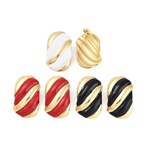 Ion Plating(IP) 304 Stainless Steel Oval Stud Earrings