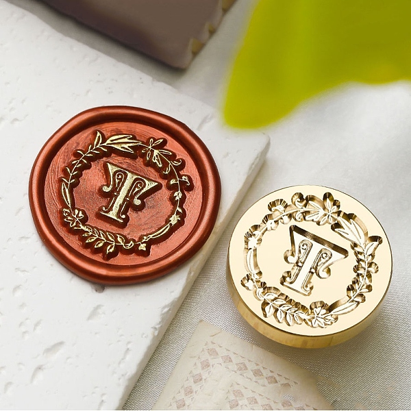 

PandaHall Golden Tone Wax Seal Brass Stamp Head, Flower with Letter Pattern, for Wax Seal Stamp, Letter T, 24x14mm, Inner Diameter: 7mm...