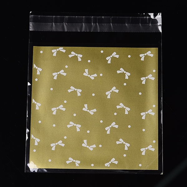 

PandaHall Rectangle OPP Cellophane Bags, with Bowknot Pattern, Goldenrod, 17x14cm, Unilateral Thickness: 0.035mm, Inner Measure: 13.9x14cm..., Gold