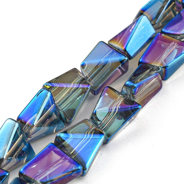 

PandaHall Full Rainbow Plated Electroplate Transparent Glass Beads Strands, Faceted Polygon, Dodger Blue, 8x7x5mm, Hole: 1mm, about...