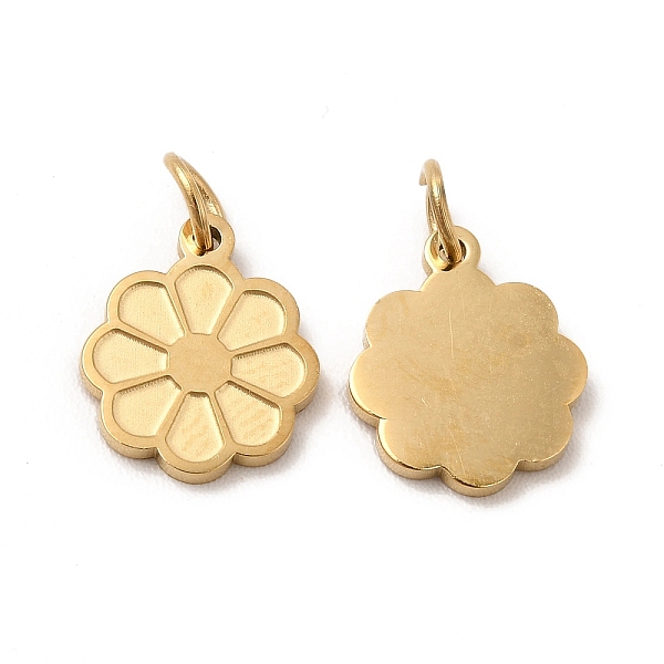 

PandaHall Ion Plating(IP) 304 Stainless Steel Pendant Cabochon Setting for Enamel, with Jump Ring, Flower Charms, Real 14K Gold Plated...