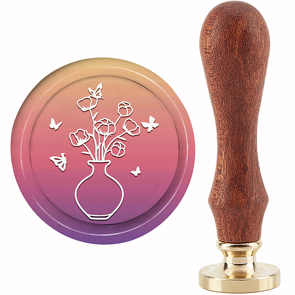 

PandaHall CRASPIRE Butterfly Wax Seal Stamp Vase Sealing Wax Stamps Cotton 30mm Retro Vintage Removable Brass Stamp Head with Wood Handle...