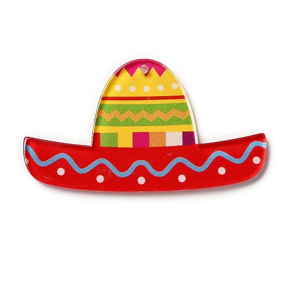 

PandaHall Rainbow Color Printed Acrylic Pendants, Sombrero Charm, Hat Pattern, 28x49.5x2mm, Hole: 1.5mm Acrylic Hat