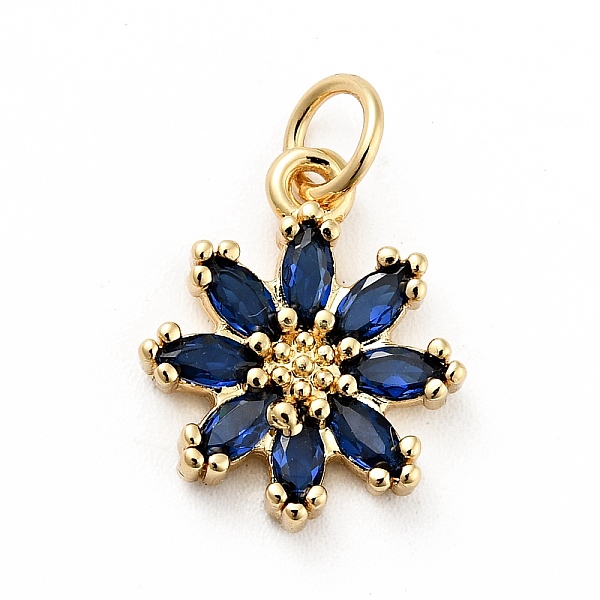 

PandaHall Rack Plating Brass Micro Pave Cubic Zirconia Charms, Long-Lasting Plated, Lead Free & Cadmium Free, Real 18K Gold Plated, Flower...