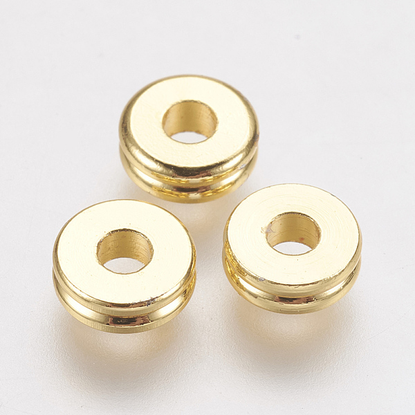 

PandaHall Brass Spacer Beads, Real 24K Gold Plated, Donut, 6x2mm, Hole: 2mm Brass Donut