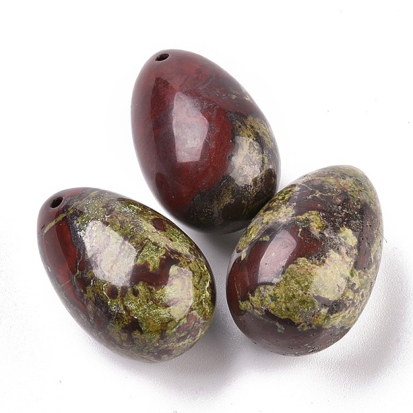 

PandaHall Natural Dragon Blood Jasper Pendants, Easter Egg Stone, 45x30x30mm, Hole: 2.2mm Dragon Blood Egg