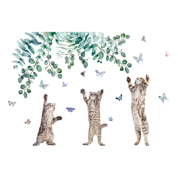 

PandaHall PVC Wall Stickers, Wall Decoration, Cat Pattern, 390x800mm PVC Cat Shape