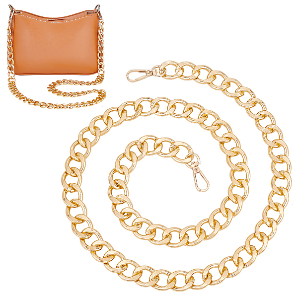 

PandaHall WADORN 1Pc Aluminum Curb Chain Bag Handles, with Alloy Swivel Clasps, for Bag Replacement Accessories, Light Gold, 110.5cm...