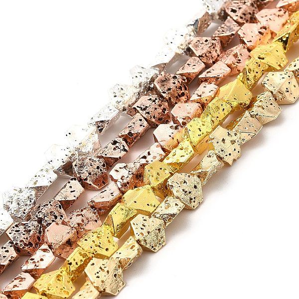 

PandaHall Electroplated Natural Lava Rock Beads Strands, Hexagon, Mixed Color, 5.5x6.5x3mm, Hole: 1mm, about 67~70pcs/strand, 14.57~15.08...