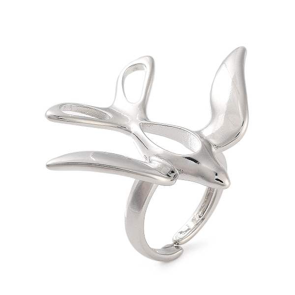 

PandaHall Brass Bird Open Cuff Ring for Women, Platinum, Adjustable Brass Bird
