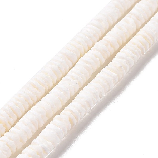 

PandaHall Natural Sea Shell Beads Strands, Flat Round, 6.5x1.5~3mm, Hole: 0.8mm, about 298~300pcs/strand, 22.44~23.23 inch(57~59cm) Other..., White