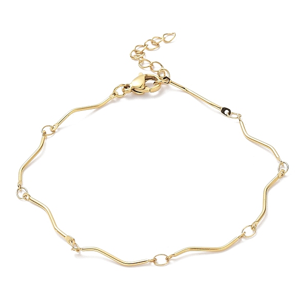 

PandaHall Ion Plating(IP) 304 Stainless Steel Twist Bar Link Chain Bracelet, Golden, 7-1/4 inch(18.5cm) 304 Stainless Steel