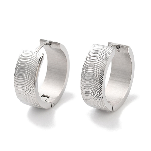 

PandaHall 304 Stainless Steel Textured Huggie Hoop Earrings for Women, with 316 Surgical Stainless Steel Ear Pins, Stainless Steel Color...