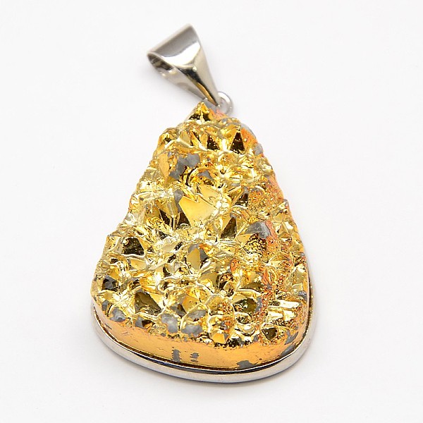 

PandaHall Mixed Styles Electroplate Rough Bezel Geode Gemstone Natural Druzy Crystal Pendants, with Platinum Plated Brass Findings, Mixed..., Multicolor