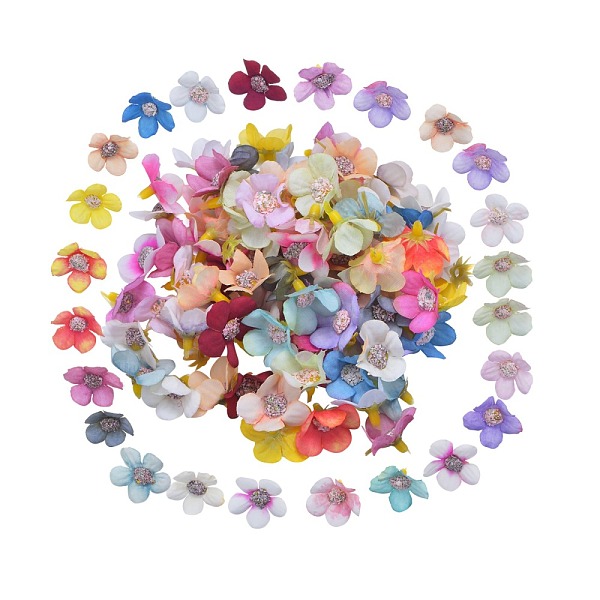 

PandaHall 104Pcs 26 Colors Silk Flower, Decorate Accessories, Mixed Color, 23x23x16mm, 4pcs/color Cloth Flower Multicolor
