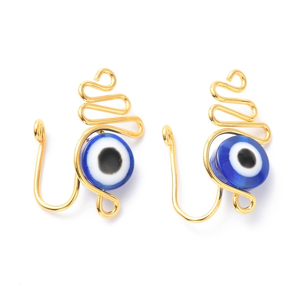 

PandaHall Brass Nose Rings, with Evil Eye Resin Beads, Nose Cuff Non Piercing, Clip on Nose Ring for Women Men, Blue, Golden, 21x12x13mm...