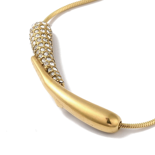 

PandaHall 304 Stainless Steel Snake Chain Necklaces, with Rhinestone Beads, Tusk Pendant Necklaces, Real 18K Gold Plated, 16.34 inch(41.5cm)...
