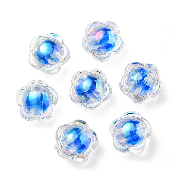 

PandaHall UV Plating Rainbow Iridescent Acrylic Beads, Two Tone Bead in Bead, Flower, Dodger Blue, 12x12.5x8.5mm, Hole: 2.5mm Acrylic Flower