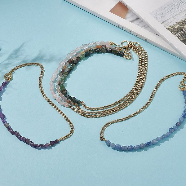 Mixed Natural Gemstone Beaded Necklaces